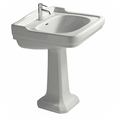Lavabo Ethos sospeso/su colonna cm. 71x58 monoforo bianco lucido