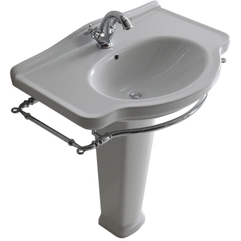Lavabo Ethos sospeso/su colonna o su mobile cm. 75x52 monoforo