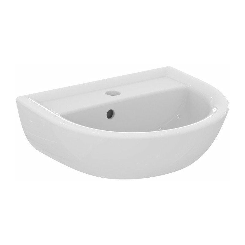 

Lavabo EUROVIT 1 orificio para grifería, con rebosadero, 450 x 350 x 15 blanco IDEAL STANDARD
