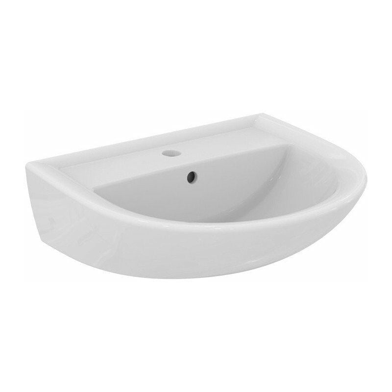 

Lavabo EUROVIT 1 orificio para grifería, con rebosadero, 550 x 460 x 17 blanco IDEAL STANDARD