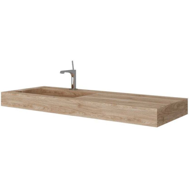 Kiamami Valentina - Lavabo Excentré Lavabo Gauche, 120Cm, En Bois Hpl Chêne Miel