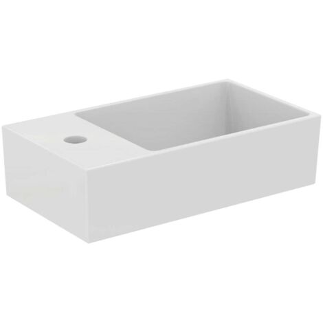 Lavabo EXTRA 450x250x150mm blanco 1 orificio para grifería, con rebosadero, balda a la izquierda IDEAL STANDARD