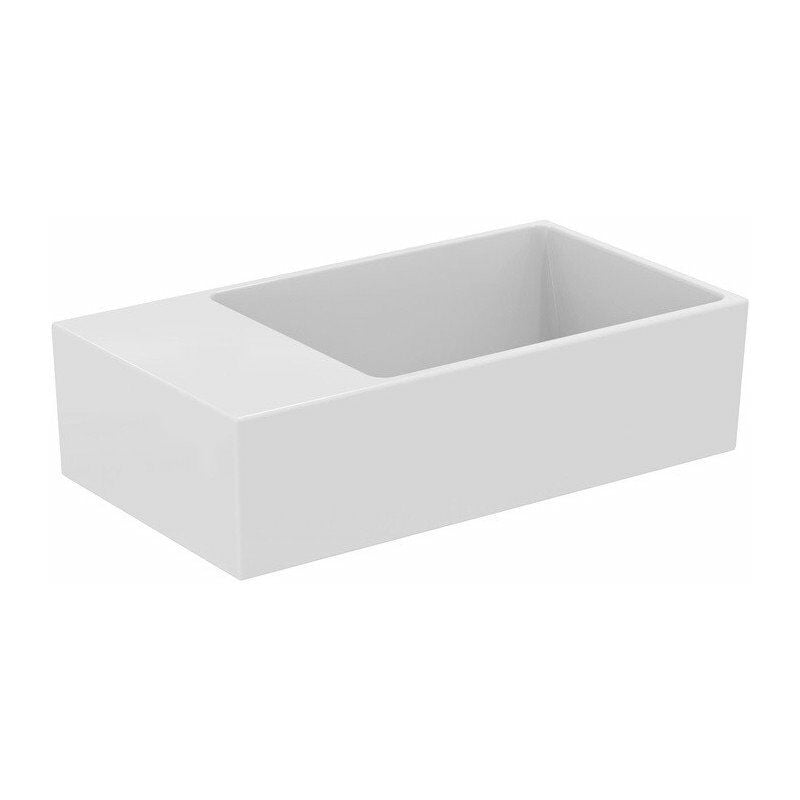 

Lavabo EXTRA 450x250x150mm, blanco lijado sin orificio para grifería, con rebosadero, balda a la izquierda IDEAL STANDARD