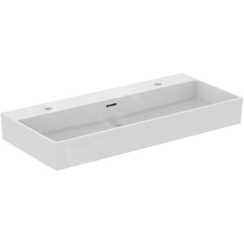 Ideal - Standard Extra - Double-lavabo à poser 1000x450 mm, avec trop-plein, trous pour robinet, blanc T390601