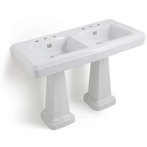 Lavabo rétro en céramique 130 cm - Fifties