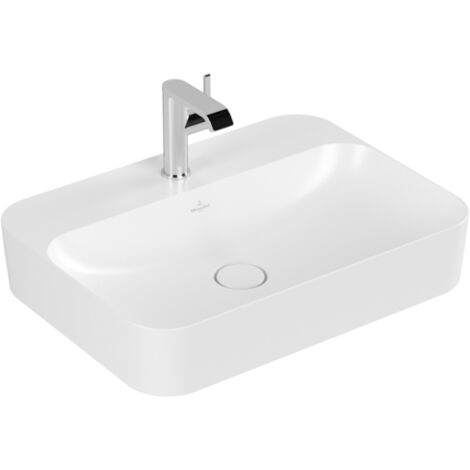 Lavabo finion da appoggio, 600 x 445 x 160 mm, bianco Stone White CeramicPlus, senza troppopieno