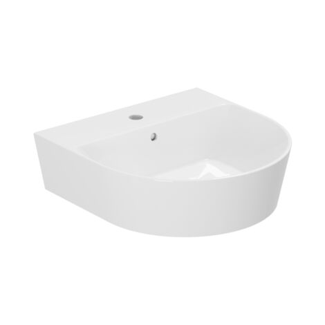 Lavabo Forma appoggio 50x50 monoforo tondo in ceramica bianco