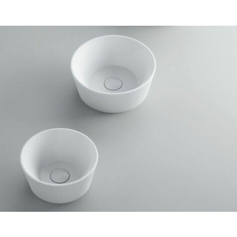 Lavabo Forma appoggio salvaspazio 30x30 tondo in ceramica bianco