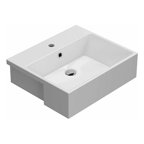 Lavabo Forty3 semincasso cm. 55x47 monoforo rettangolare bianco