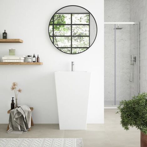 Lavabo Freestanding 53x47cm in Ceramica Bianco Lucido con troppopieno Mod. Kara