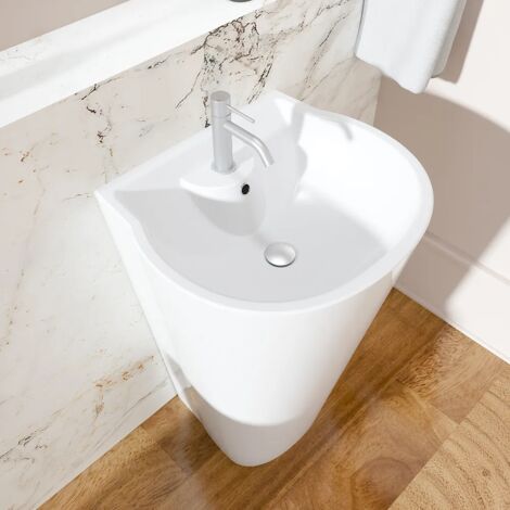 Lavabo Freestanding 54x48 cm in Ceramica Bianco Lucido Mod. Bering