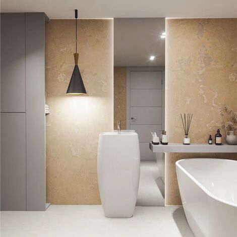 Lavabo Freestanding diam. 47cm in Ceramica Bianco Lucido con troppopieno Mod. Bohai