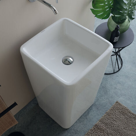 Lavabo Freestanding in ceramica 41 X 41 QUADRO Rubinetteria a Parete