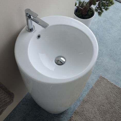 Lavabo Freestanding in ceramica Ø 49 ROUND con Foro Rubinetto