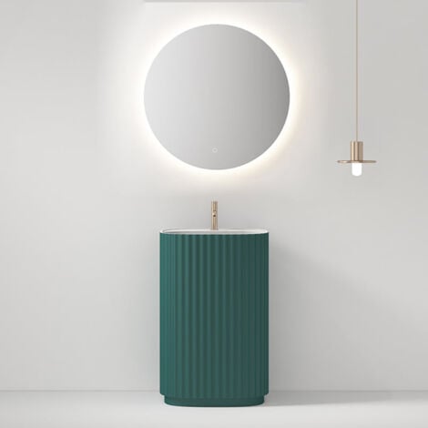 MEDAHOME Lavabo Freestanding Reid 50 cm Verde Bottiglia Specchio Tondo - Meda