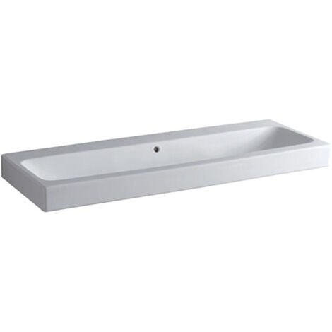 Lavabo Geberit iCon, 120x48.5cm, sans troude robinetterie, Blanc