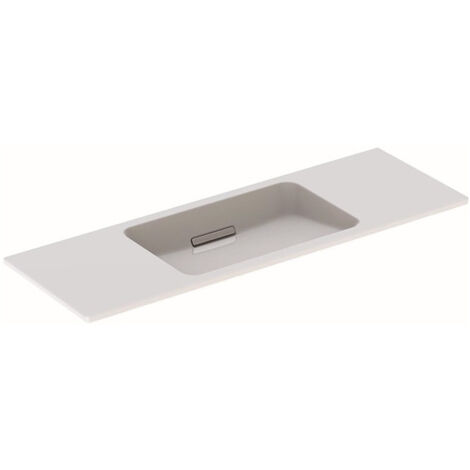 Lavabo Geberit ONE design flottant, sortie horizontale, compact, 120x40cm, sans troude robinetterie, sans trop-plein, blanc, KeraTect, chromé brossé