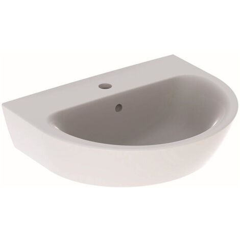 Lavabo Geberit Renova, 55x45cm, troude robinetterie au centre, Blanc