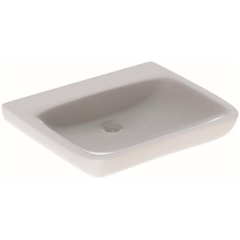 Lavabo Geberit Renova Comfort, adapté PMR, 65x55cm, sans troude robinetterie, sans trop-plein, Blanc