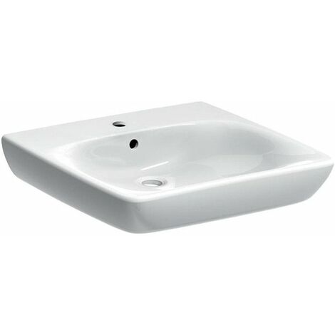 Lavabo Geberit Renova Comfort, adatto a persone con mobilità ridotta, 55x55cm, foro rubinetto centrale, Bianco