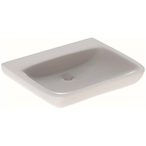 Lavabo Geberit Renova Comfort, adatto a persone con mobilità ridotta, 65x55cm, senza foro rubinetto, senza troppopieno, Bianco