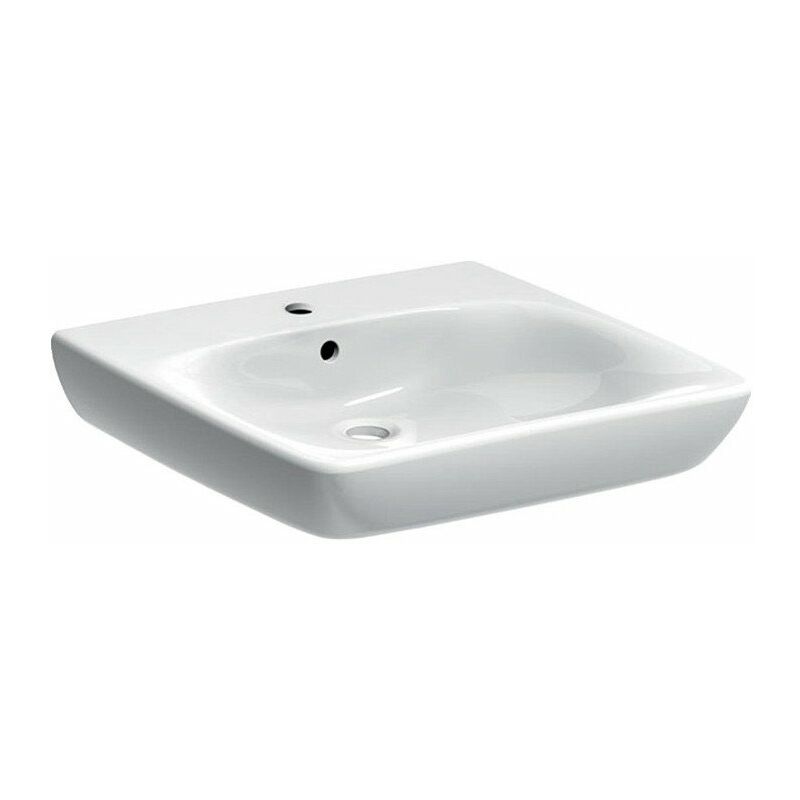 

Lavabo Geberit Renova Comfort, apto para personas con movilidad reducida, 55x55cm, orificio para grifería en el centro, Blanco