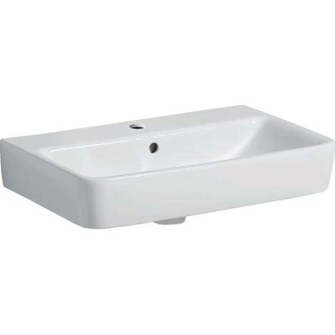Lavabo Geberit Renova Compact, 60x37cm, foro rubinetto centrale, Bianco