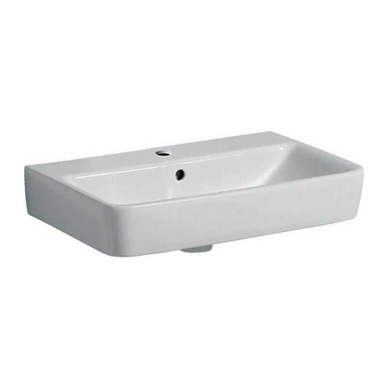 Lavabo Geberit Renova Compact, 60x37cm, trou de robinetterie au centre, Blanc
