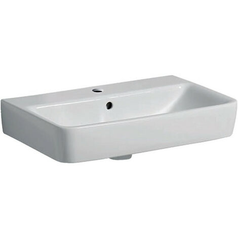 Lavabo Geberit Renova Compact, 60x37cm, trou de robinetterie au centre, Blanc