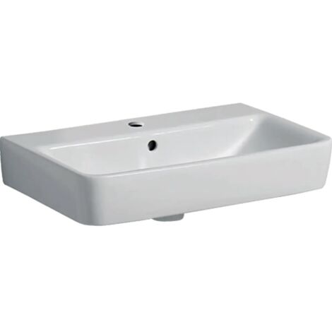 Lavabo Geberit Renova Compact, 60x37cm, trou de robinetterie au centre, Blanc