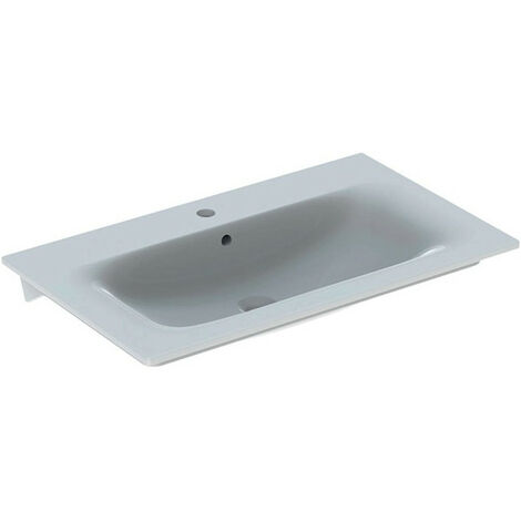 Lavabo Geberit Renova Plan, 80x48cm, foro rubinetto centrale, Bianco