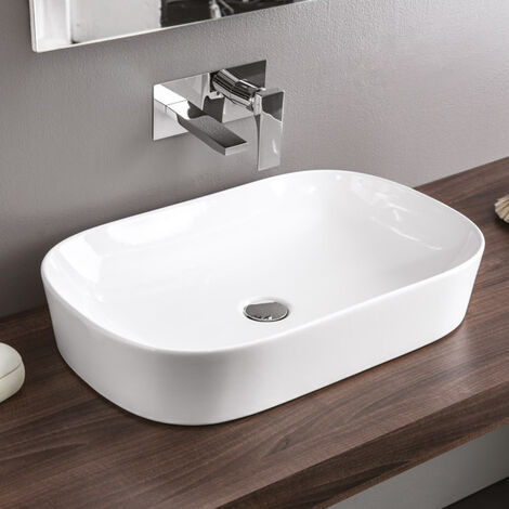 Lavabo Ghost appoggio cm. 65x41,5 senza foro in ceramica bianco