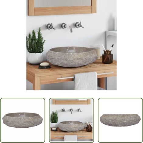 Lavabo grigio -  Lavandino Grigio Ø40x12 cm in Marmo