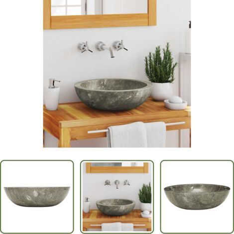 Lavabo grigio -  Lavandino Grigio Ø40x12 cm in Marmo