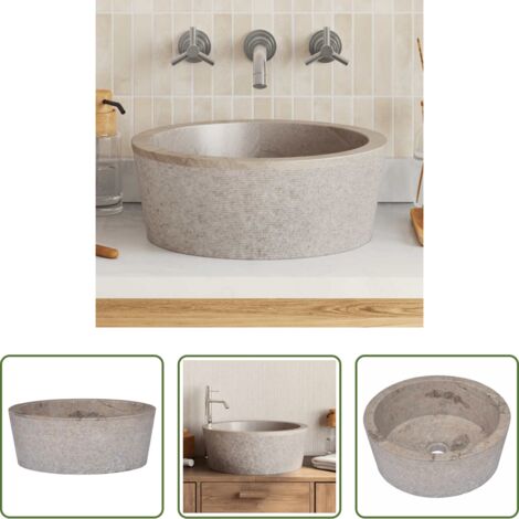 Lavabo gris -  Lavabo gris mármol Ø40x15 cm