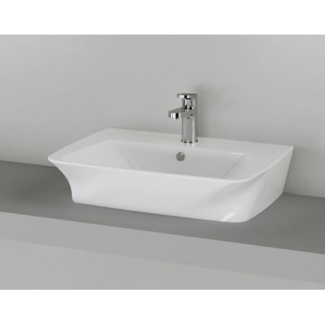 Lavabo Hera appoggio 63x43 monoforo in ceramica bianco lucido di