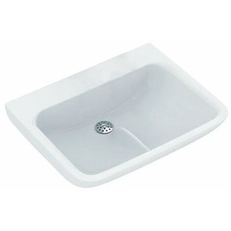 Lavabo higiénico CONTOUR 21 Plus con aleta, con orificio para grifería, antibacteriano 500 mm blanco IDEAL STANDARD