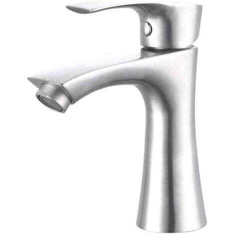 Lavabo in acciaio inox con rubinetto singolo per acqua fredda.