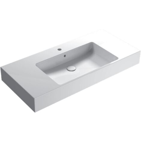 Lavabo in ceramica 110x50 cm Globo STONE SCQ111BI  Bianco - Ceramica