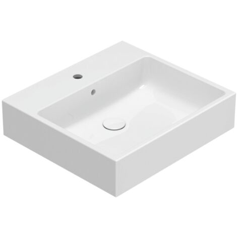 Lavabo in ceramica 55x50 cm Globo Stone SCQ55BI  Bianco - Ceramica