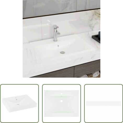 Lavabo in ceramica -  Lavandino con Foro Rubinetto Bianco Opaco 60x46 cm in Ceramica