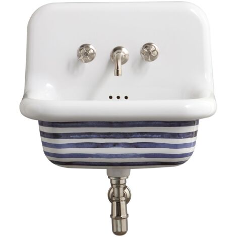 Lavabo in ceramica retrò - 60 cm - True Colors - Stripes - Bianco