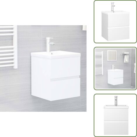 Lavabo in ceramica - vidaXL Mobile con Lavabo Integrato Bianco in Legno Multistrato - Armadio con lavabo