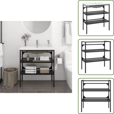 Lavabo in ferro - vidaXL Telaio per Lavabo da Bagno con Lavabo Integrato Nero in Ferro - Lavabo nero