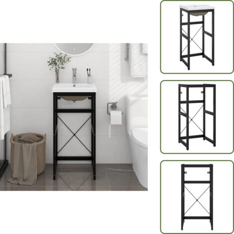 Lavabo in ferro - vidaXL Telaio per Lavabo da Bagno con Lavabo Integrato Nero in Ferro - Lavabo nero