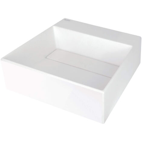 Lavabo in granito d'appoggio con basetta per rubinetteria e copripiletta alabastro 40x40 cm - Sofyro