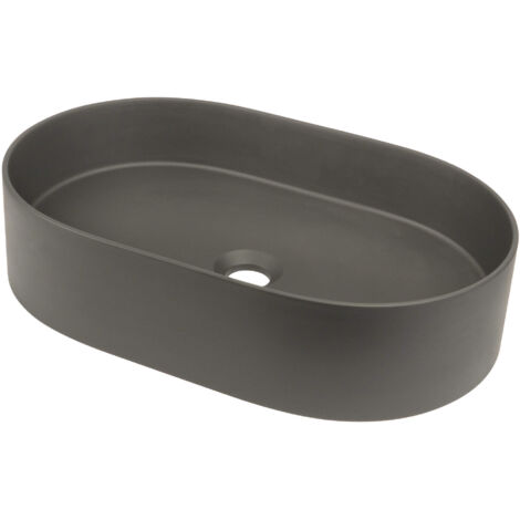 Lavabo in granito d'appoggio ovale antracite metallizzato 35x55 cm - Delia