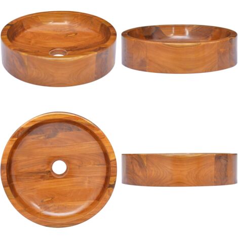Lavabo in Legno Massello di Teak Φ40x10 cm - Lavabo in legno massello - Lavabo decorativo
