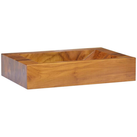 Lavabo in Legno Massello di Teak 50x35x10 cm
