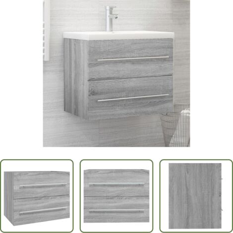Lavabo in legno -  Mobile Lavabo Grigio Sonoma 60x38,5x48 cm in Legno Multistrato
